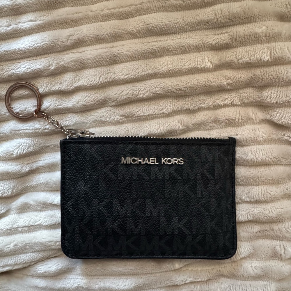 Michael Kors Jet Set Travel Small Signature Logo Coin Purse - Black